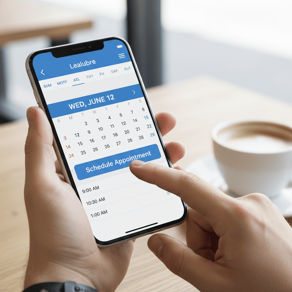 Person using smartphone to schedule appointment on calendar app